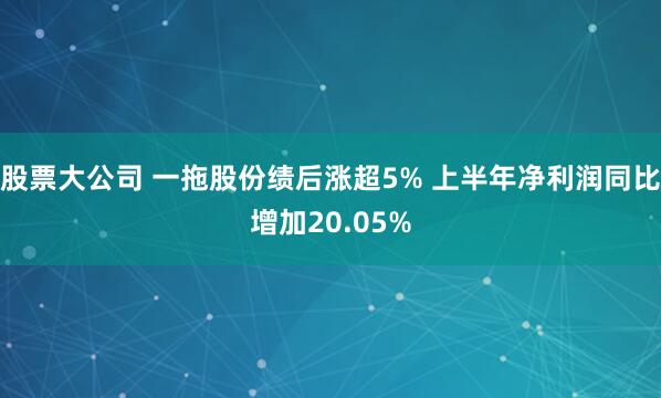 股票大公司 一拖股份绩后涨超5% 上半年净利润同比增加20.05%