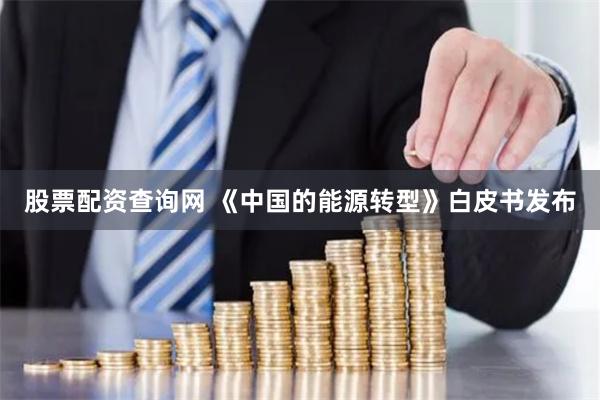 股票配资查询网 《中国的能源转型》白皮书发布